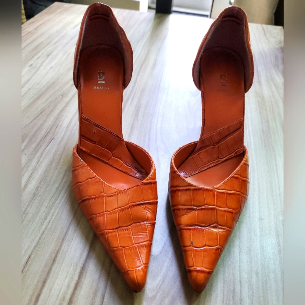 Bakers Orange Reptile Print Heel 7